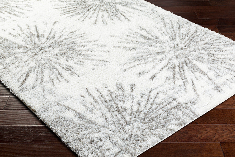 Surya Cloudy Shag CDG-2327 Machine Woven Area Rug, Off-White, 5'3" x 7'