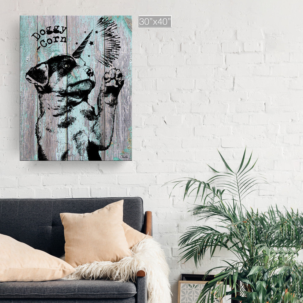 Ready2HangArt 'Doggy-Corn' Wrapped Canvas Animal Wall Art, 40"x30"