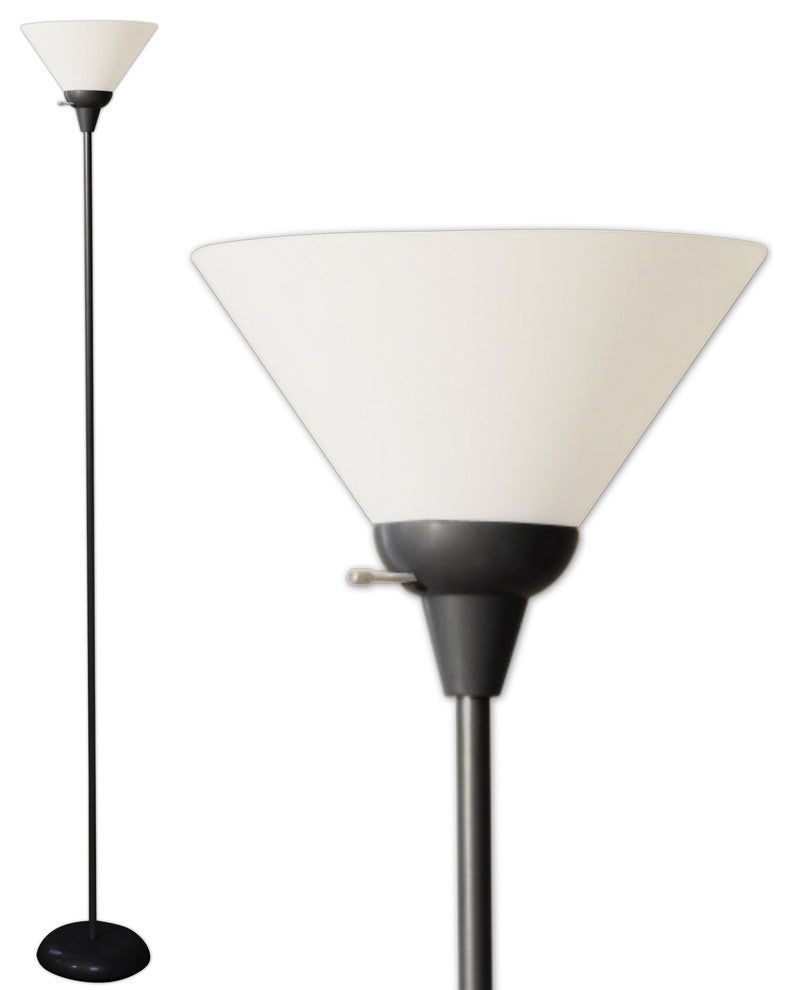 Floor Lamp With White Shade 71 Inches Tall, Black