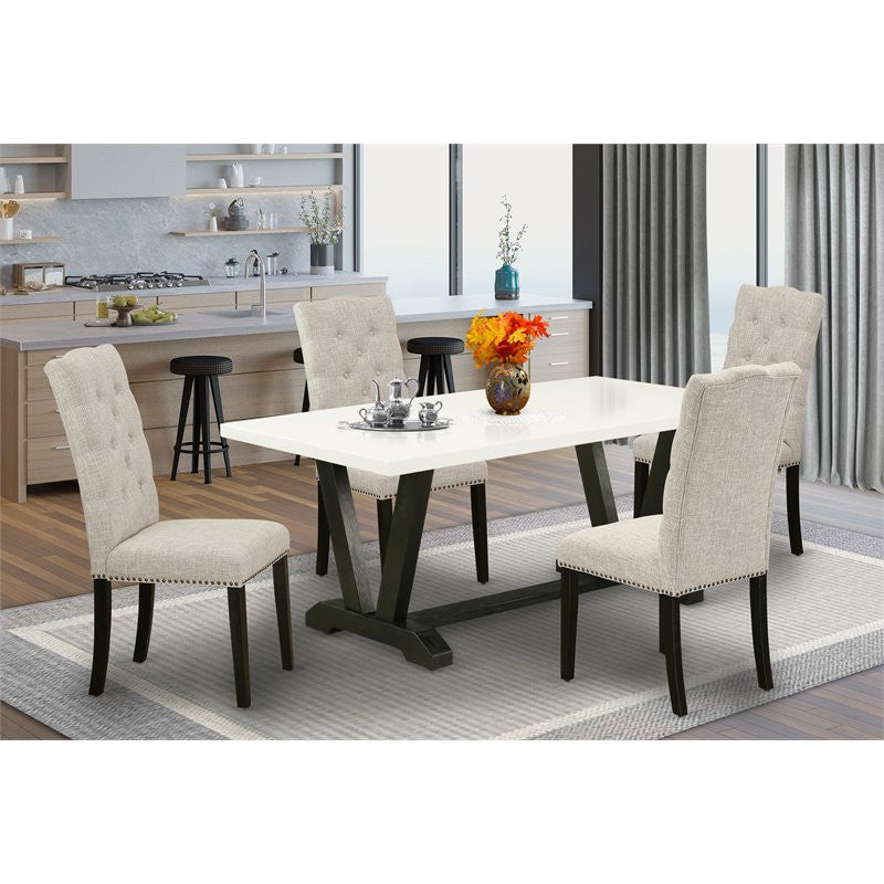 5-Piece Dinette Set, 4 Chairs and Table, Black