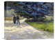 "Public Garden with Couple and Blue Fir Tree" Artwork, 16"x12"