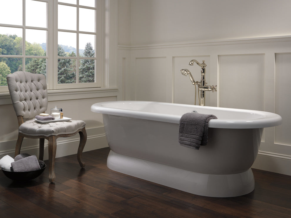 Delta Cassidy Floor Mount Tub Filler Trim - Less Handle, Polished Nickel