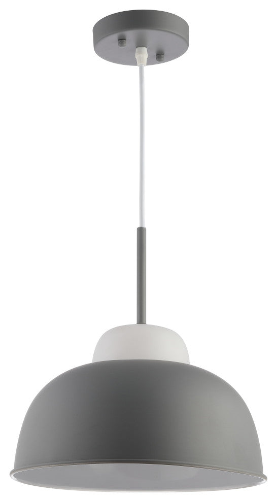 Simon 12" Adjustable Metal and Glass Led Pendant, Gray