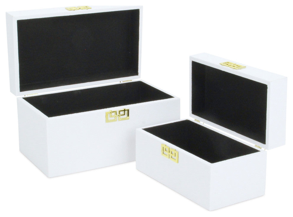 Midnight Charm Keepsake Boxes, Set of 2, White