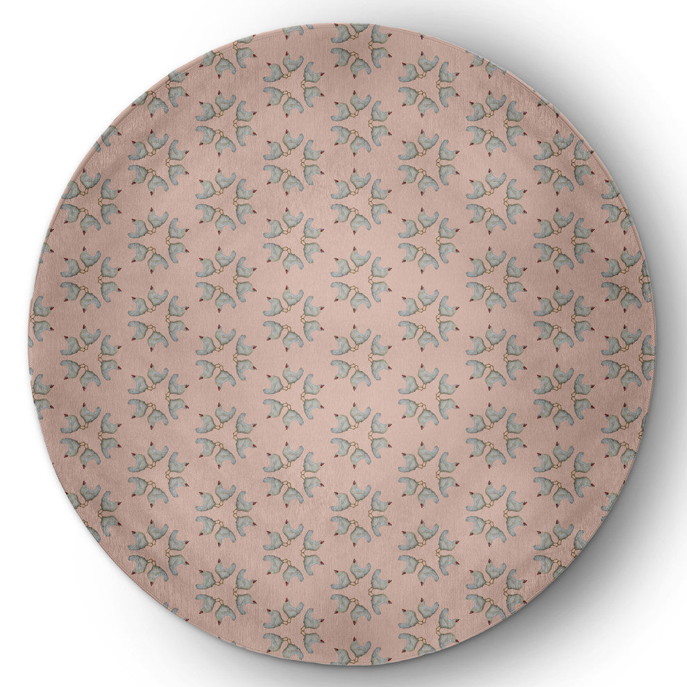 5' Round Chickens-go-round Easter Chenille Indoor/Outdoor Rug