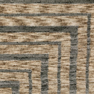 Easely Industrial Geometric Lines Beige/ Gray Area Rug, 9'10" x 12'10"