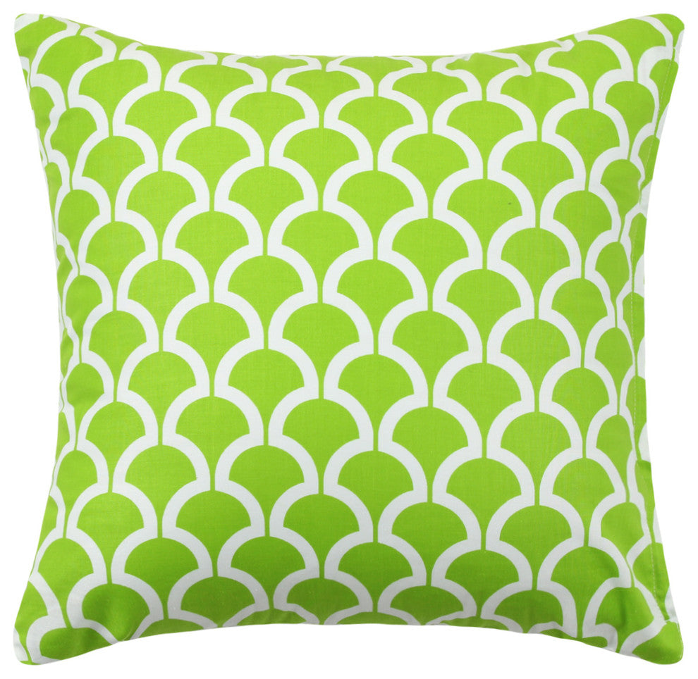 Scallop Pattern Chartreuse Green Throw Pillow Cover