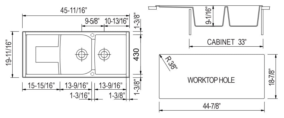 ALFI brand AB4620DI-W White Granite Composite Kitchen Sink with Drainboard