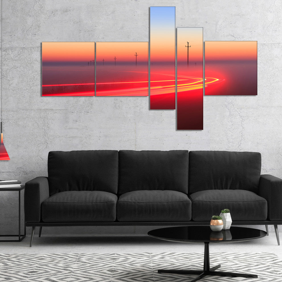 Barcelona Street Traffic Trail, Extra Large Canvas Art Print, 60"x32", 5 panels