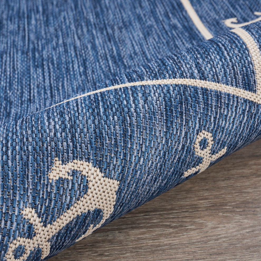 Nautical Anchor Border Indoor/Outdoor Accent Rug, 1'10"x3'