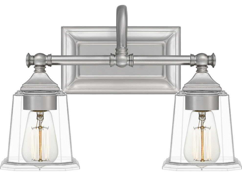 Nicholas 2-Light Bath Vanity, Brushed Nickel