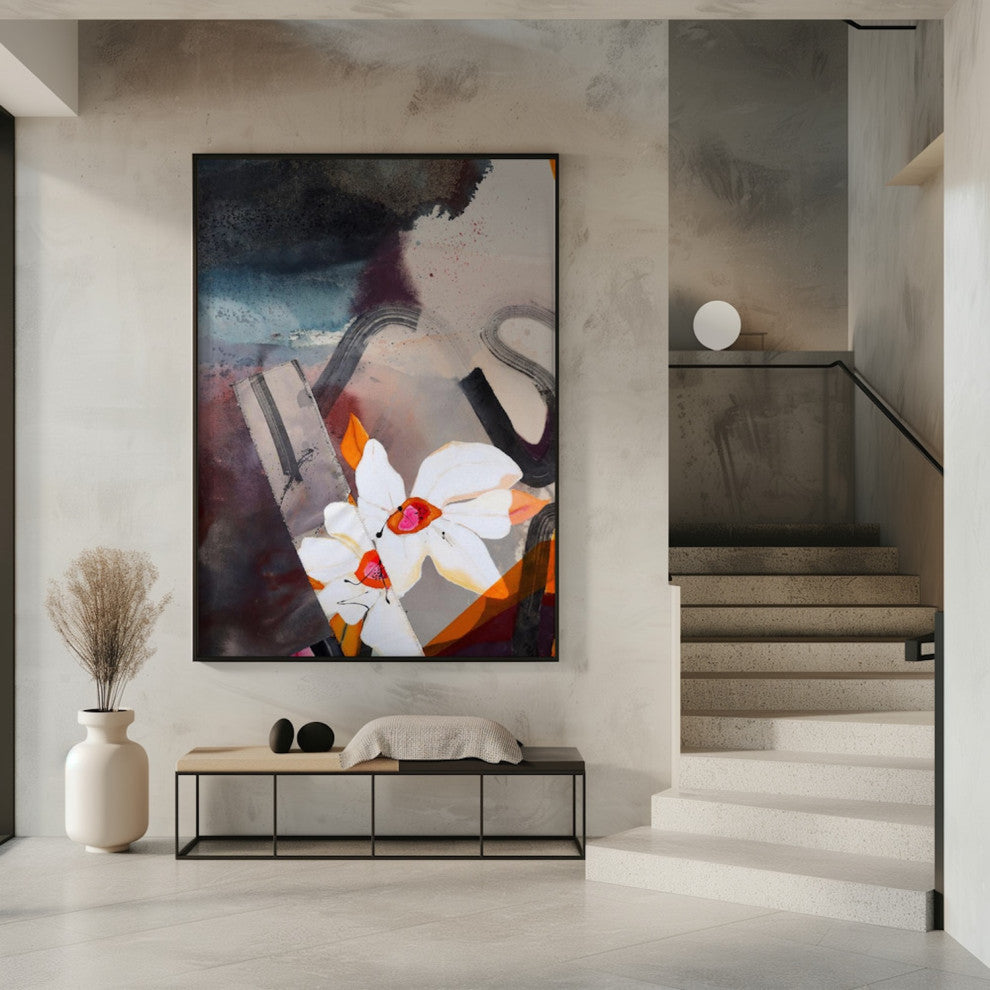 Flower painting, Abstract impressionst artwork on canvas
