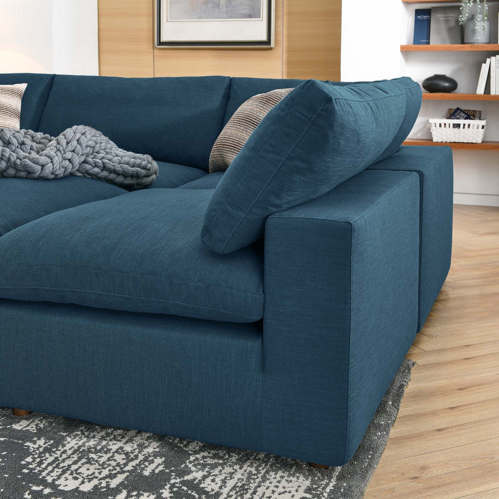 Modular Sectional Deep Sofa Set, Azure Navy Blue, Fabric, Modern, Hospitality