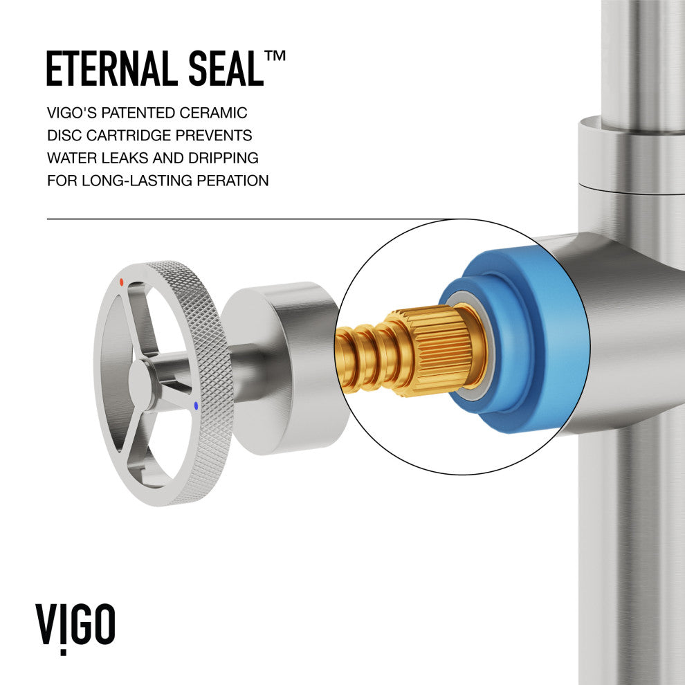VIGO Cass 13" H Widespread Pull-Out Sprayer Kitchen Faucet, Stainless Steel