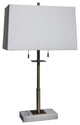White Marble Base, Antique Brass Body Table Lamp
