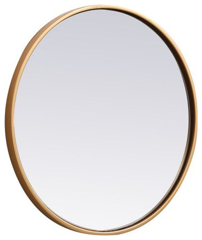 Elegant Decor MR4821BR Metal Frame Round Mirror, 21", Brass