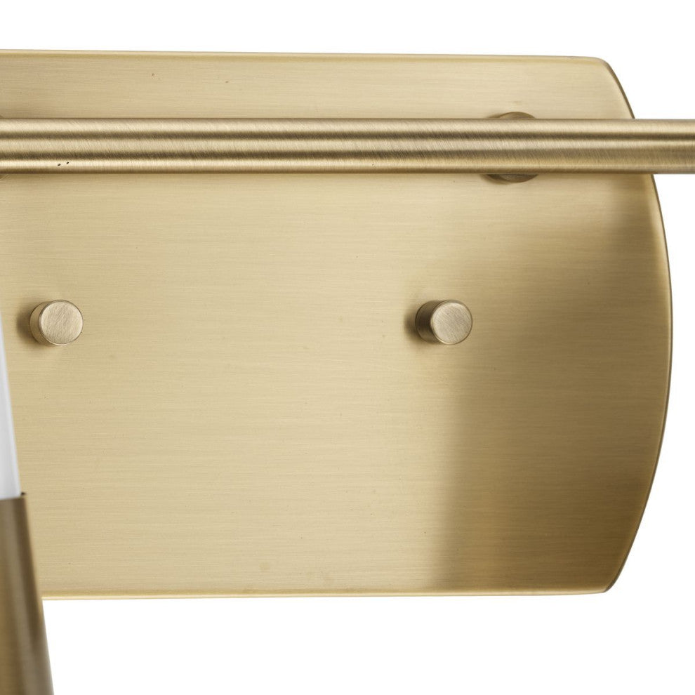 Haven Collection Four-Light Vintage Brass Opal Glass Luxe Industrial Bath Light