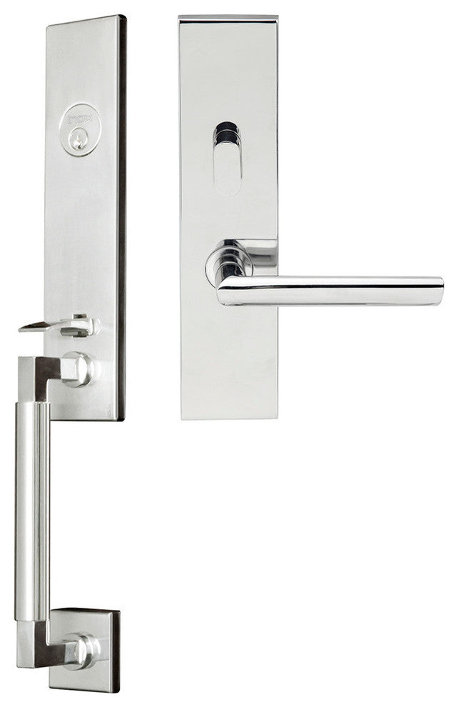 Stockholm Lever, Mortise Entry Handleset, LHR, Polished Stainless Steel