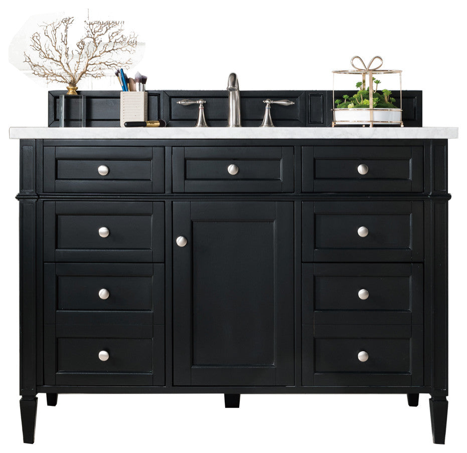 Brittany 48" Black Onyx Single Vanity, White Zeus Quartz