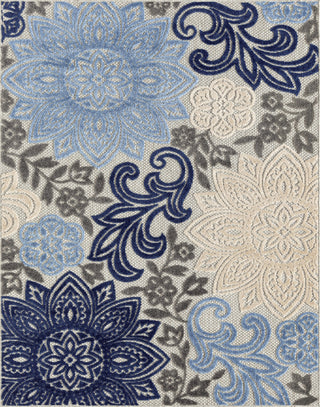 Omalley Modern Floral Area Rug, Blue & Gray, 7'11" X 10'3"