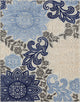 Omalley Modern Floral Area Rug, Blue & Gray, 7'11" X 10'3"