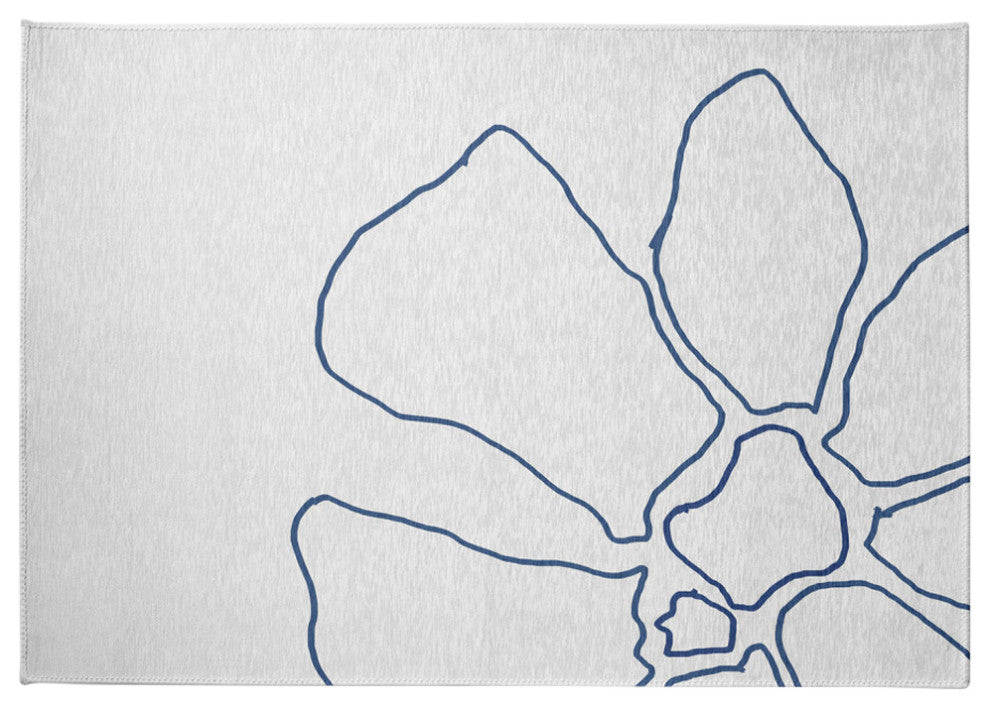 Petal Lines Spring Chenille Rug, Blue/White, 5'x7'