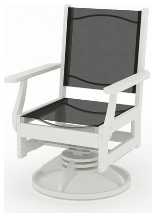 Tuscany Sling Swivel Dining Set, White, 6-Piece