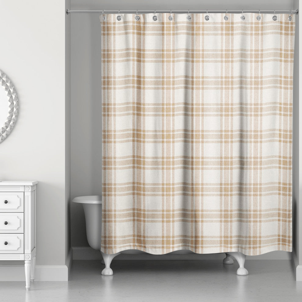 Orange Plaid 71x74 Shower Curtain