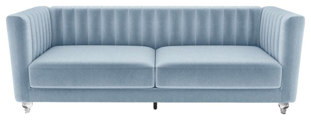 81.5" Empire Sofa- Square Tuxedo Arm Velvet Upholstery