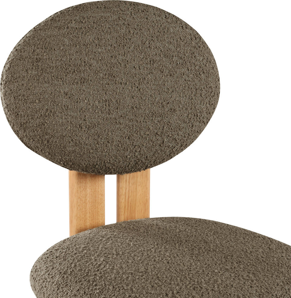 Napa Boucle Fabric Dining Chair, Set of 2, Olive, Natural Finish