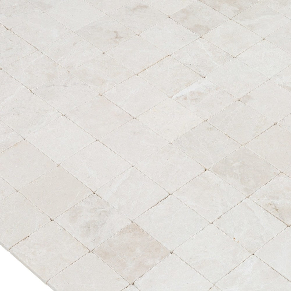 Botticino Super Light Cream Tumbled Marble Tile - 4"x4"x3/8", 5 Sqft Boxed