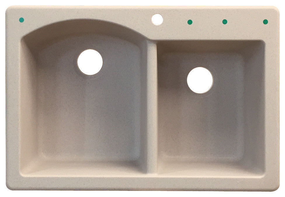 Aversa 33" silQ Granite Double Bowl Kitchen Sink with 1 Hole in Cafe Latte