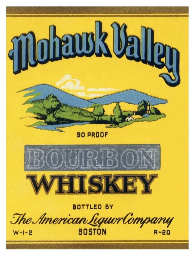 "Mohawk Valley Bourbon Whiskey" Print by Vintage Booze Labels, 35"x46"