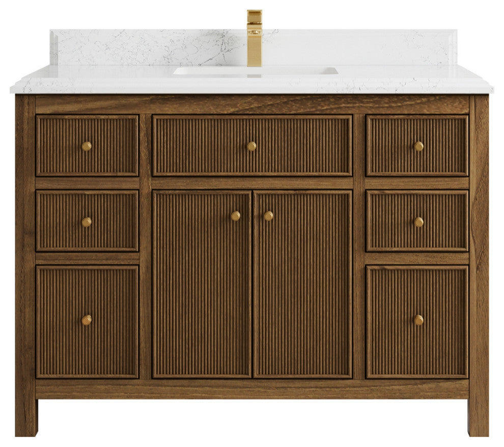 Sonoma Teak 48 Single Sink Bath Vanity in Dark Natural with 1.5" Empira Quartz