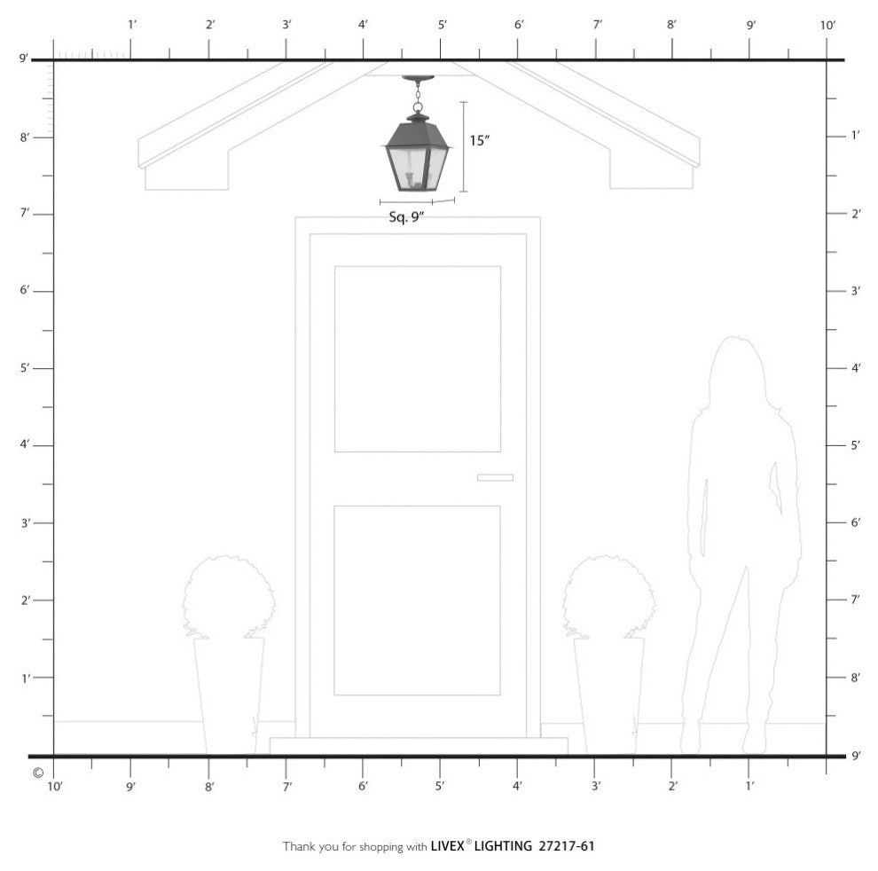 Wentworth 2 Light Charcoal Outdoor Medium Pendant Lantern