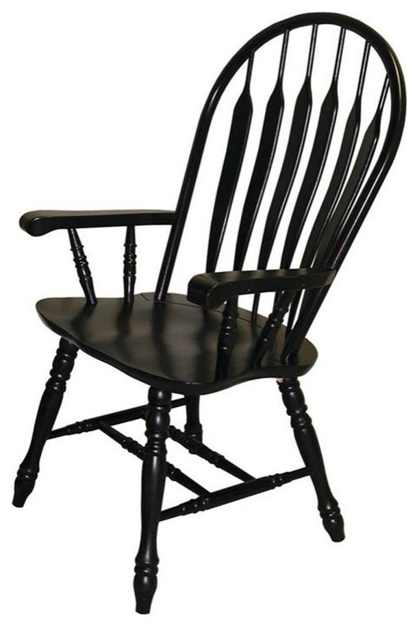 Black Cherry Selections Comfort Dining Chair With Arms, Antique Black Armchair