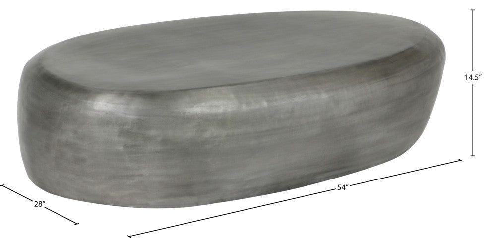 Capsule Aluminum Coffee Table, Silver, 54" W x 28" D x 14.5" H