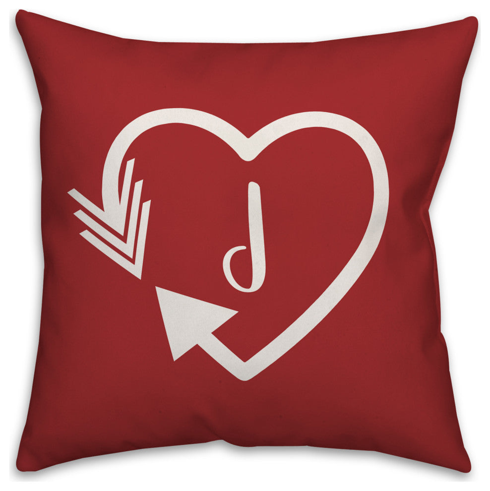 Heart Monogram - J 18x18 Indoor / Outdoor Pillow