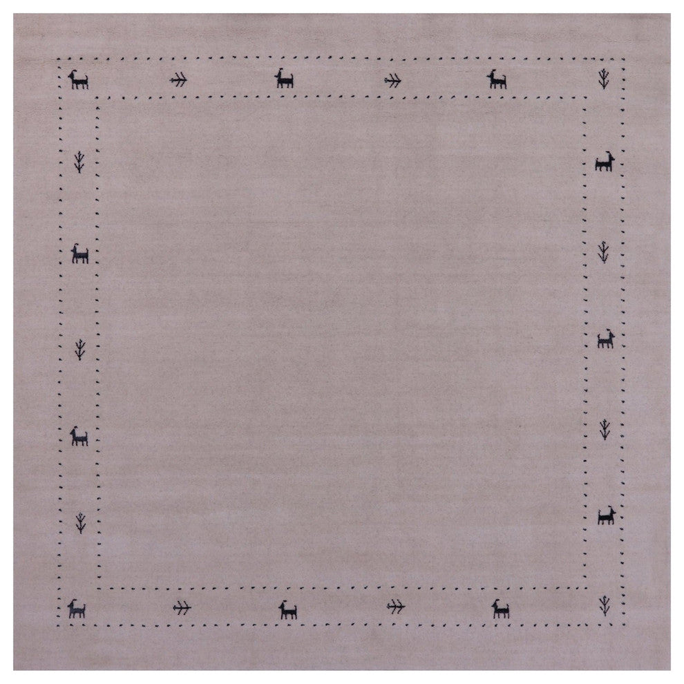6' Square Persian Gabbeh Handmade Wool Rug - Q15235