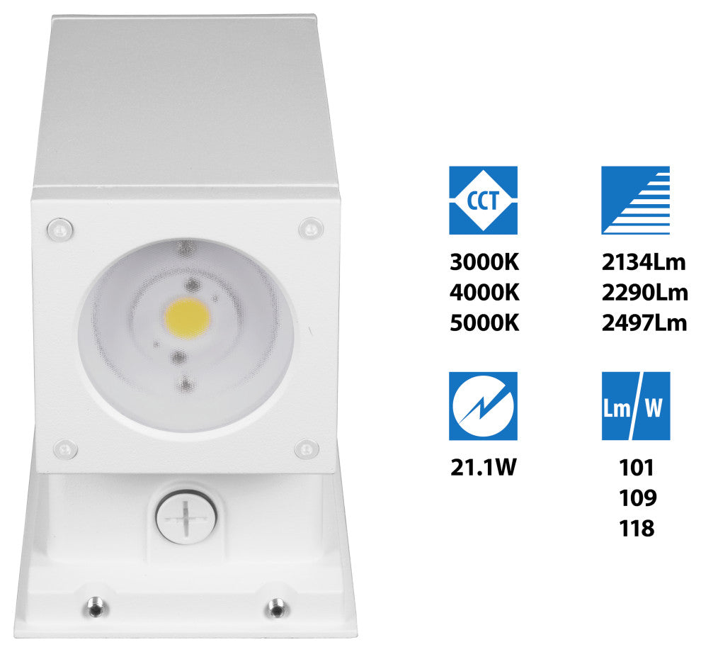 Dorado 22W Square LED Outdoor Wall Mount Cylinder Light, 3000K, White