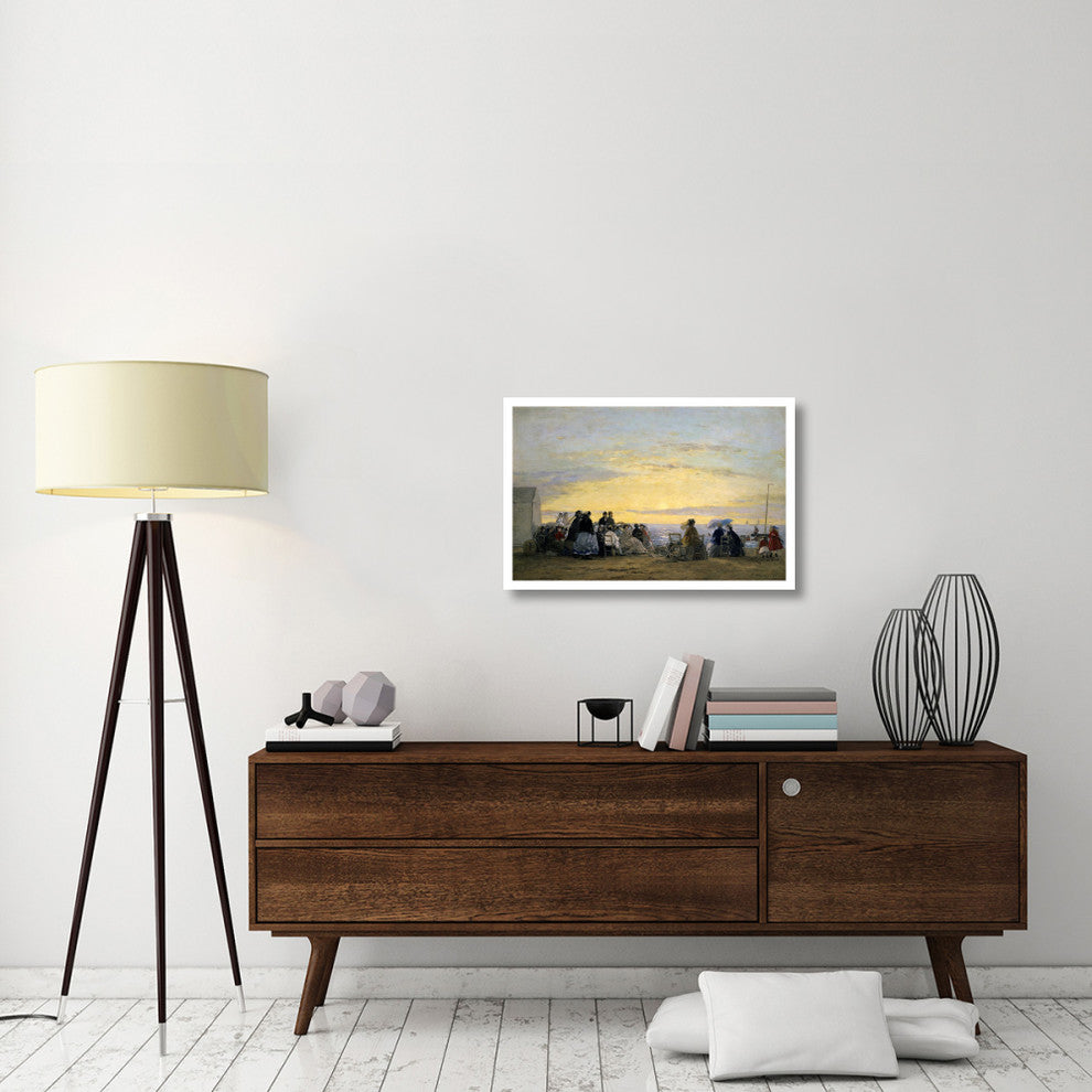 "On the Beach, Sunset" Digital Paper Print by Eugene Boudin, 32"x21"