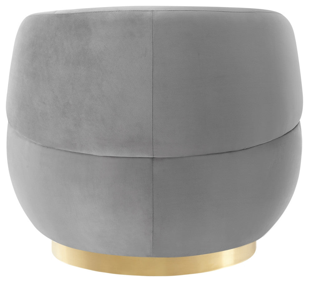 Inspired Home Shaniyah Accent Chair, Swivel, Gray/Gold Velvet