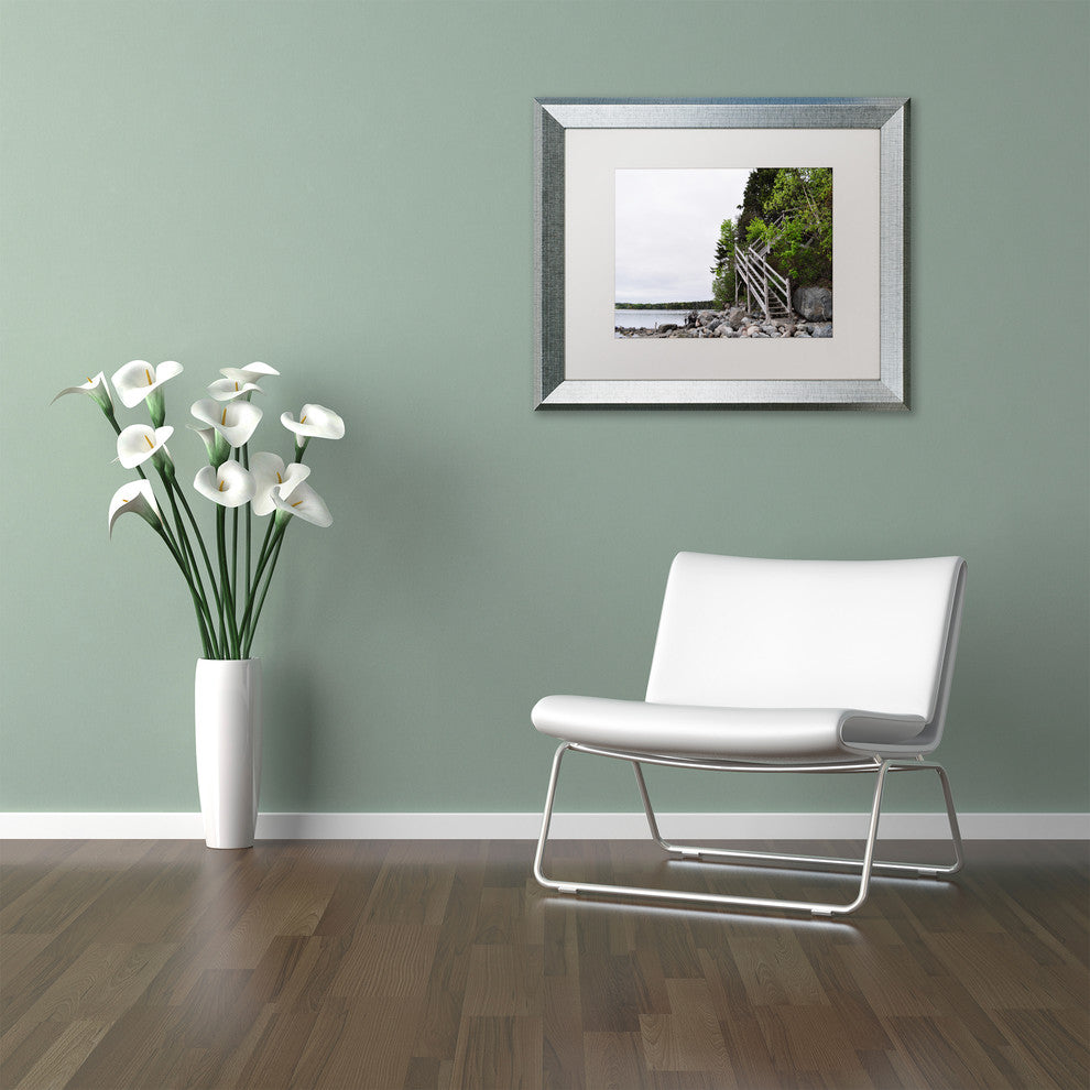 Nicole Dietz 'Steps At Pretty Marsh' Matted Art, Silver Frame, White, 20x16