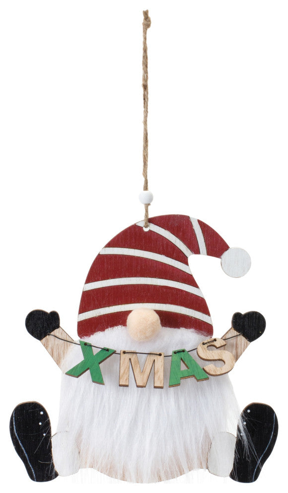 Wood Gnome Ornament, Set of 12