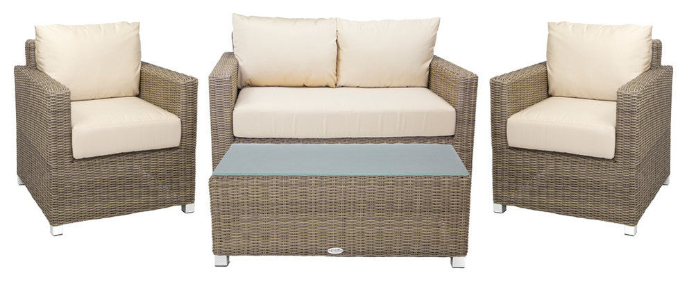 Venice Club Chair With Sunbrella Cushions, Gray, Canvas Natural