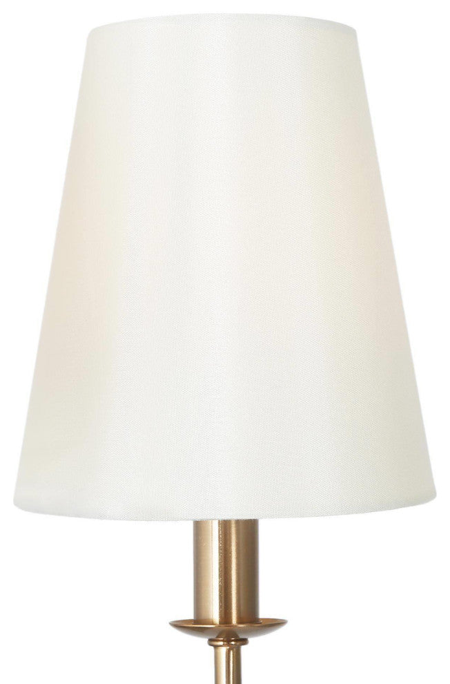 LNC 6-Lights Modern Polished White Candle Fabric Gold Chandelier