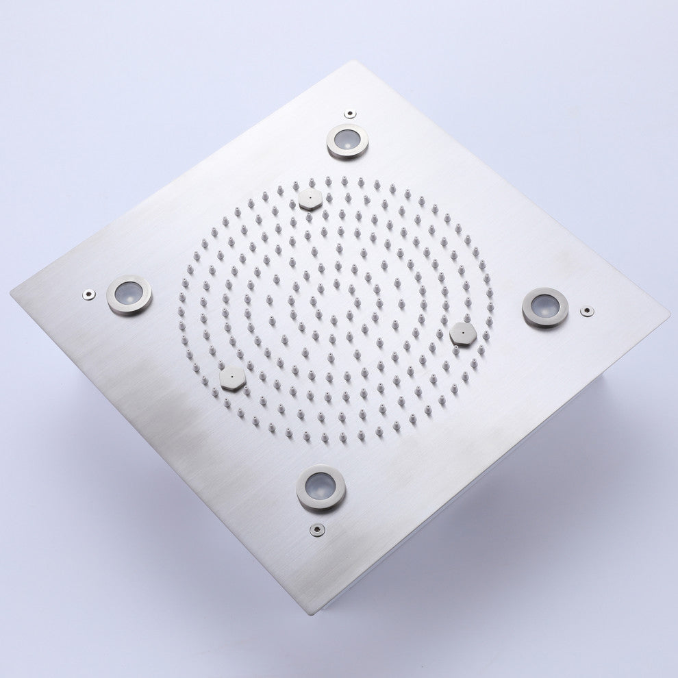 Luxury LED Rain Shower System With Rough-In Valve & 6 Body Jets, Brushed Nickel