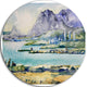 Watercolor Blue Hills, Landscape Disc Metal Wall Art, 11"