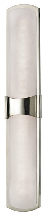 Valencia 2 Light LED Wall Sconce, Polished Nickel Finish, Opal White Alabaster