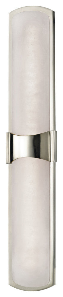 Valencia 2 Light LED Wall Sconce, Polished Nickel Finish, Opal White Alabaster